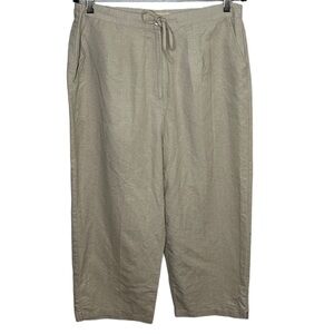 Linden Hill Tan 100% Silk Wide Leg Cropped Pants Women's Sz L